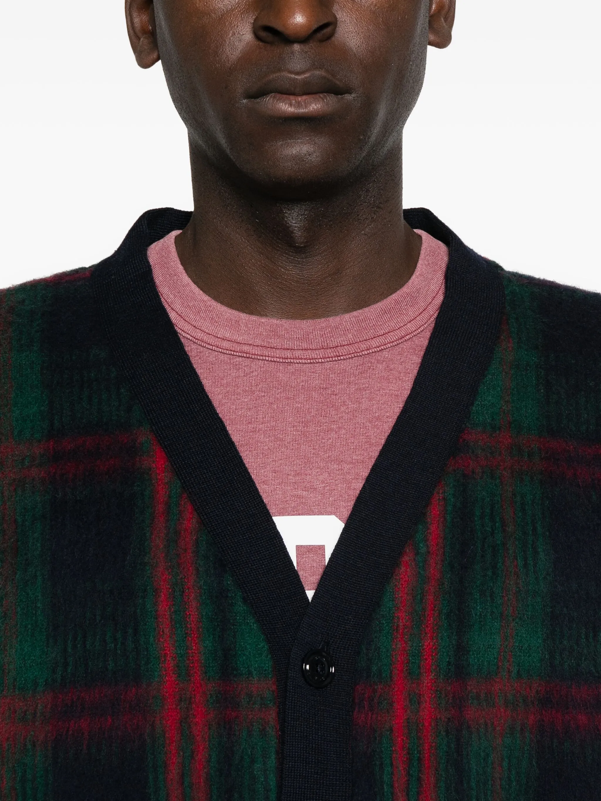 GREEN CHECK WOOL CARDIGAN - Image 4