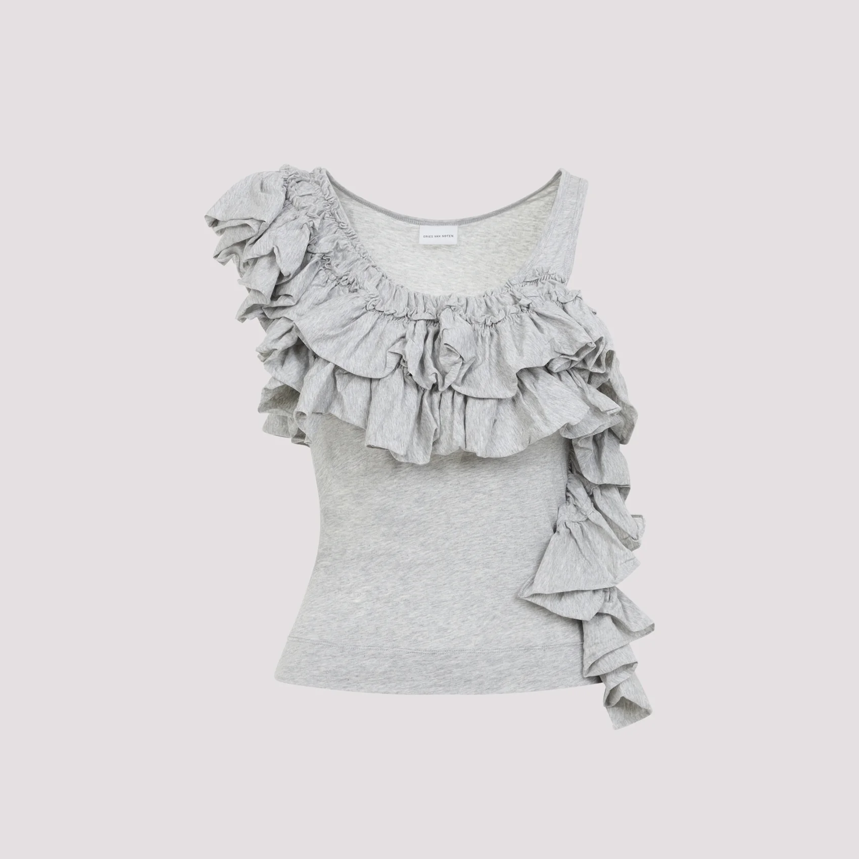 GREY MELANGE COTTON HUMZA TANK TOP - Image 2