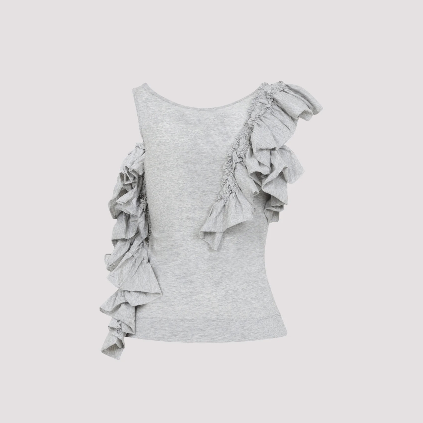 GREY MELANGE COTTON HUMZA TANK TOP - Image 3