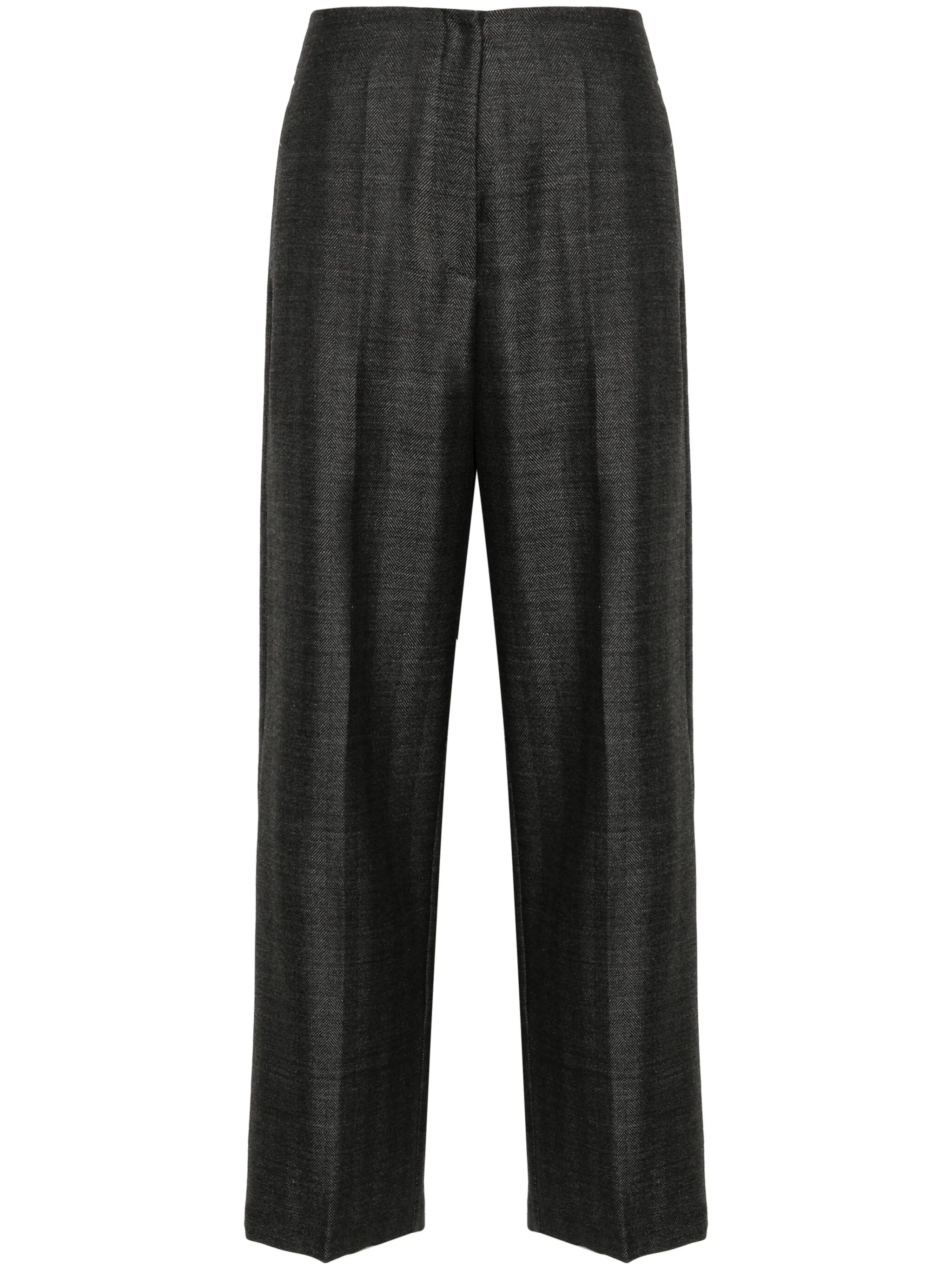 GREY WOOL HERRINGBONE PANTS