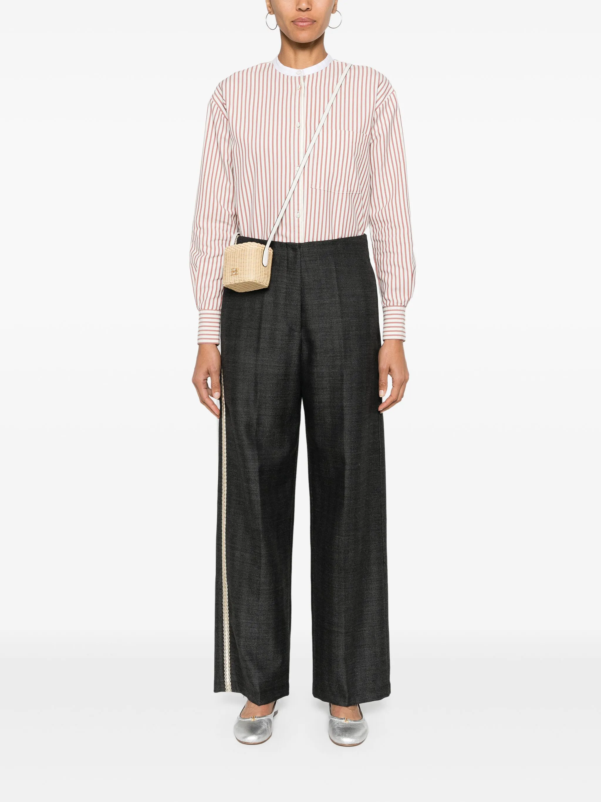 GREY WOOL HERRINGBONE PANTS - Image 4