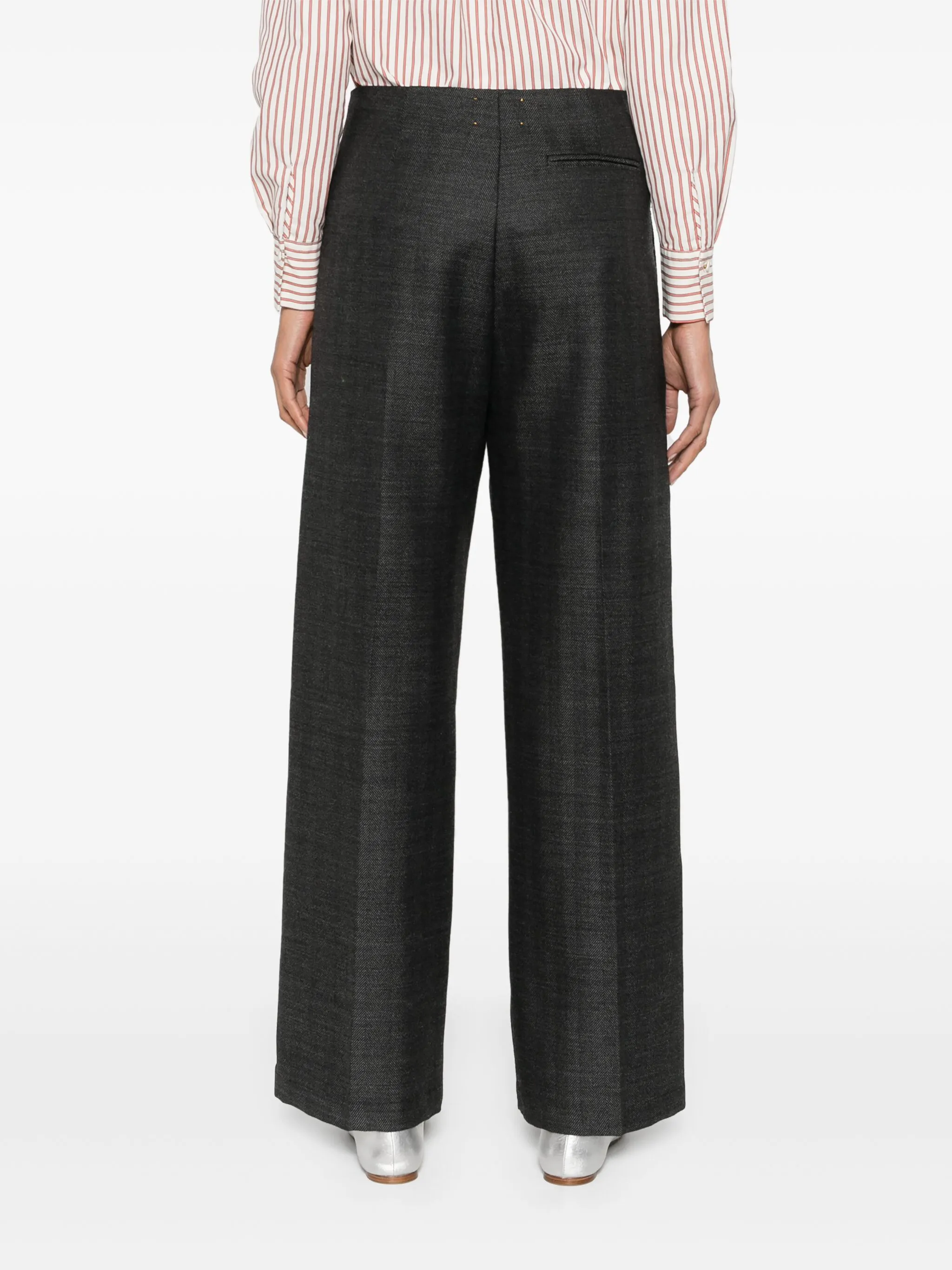 GREY WOOL HERRINGBONE PANTS - Image 5