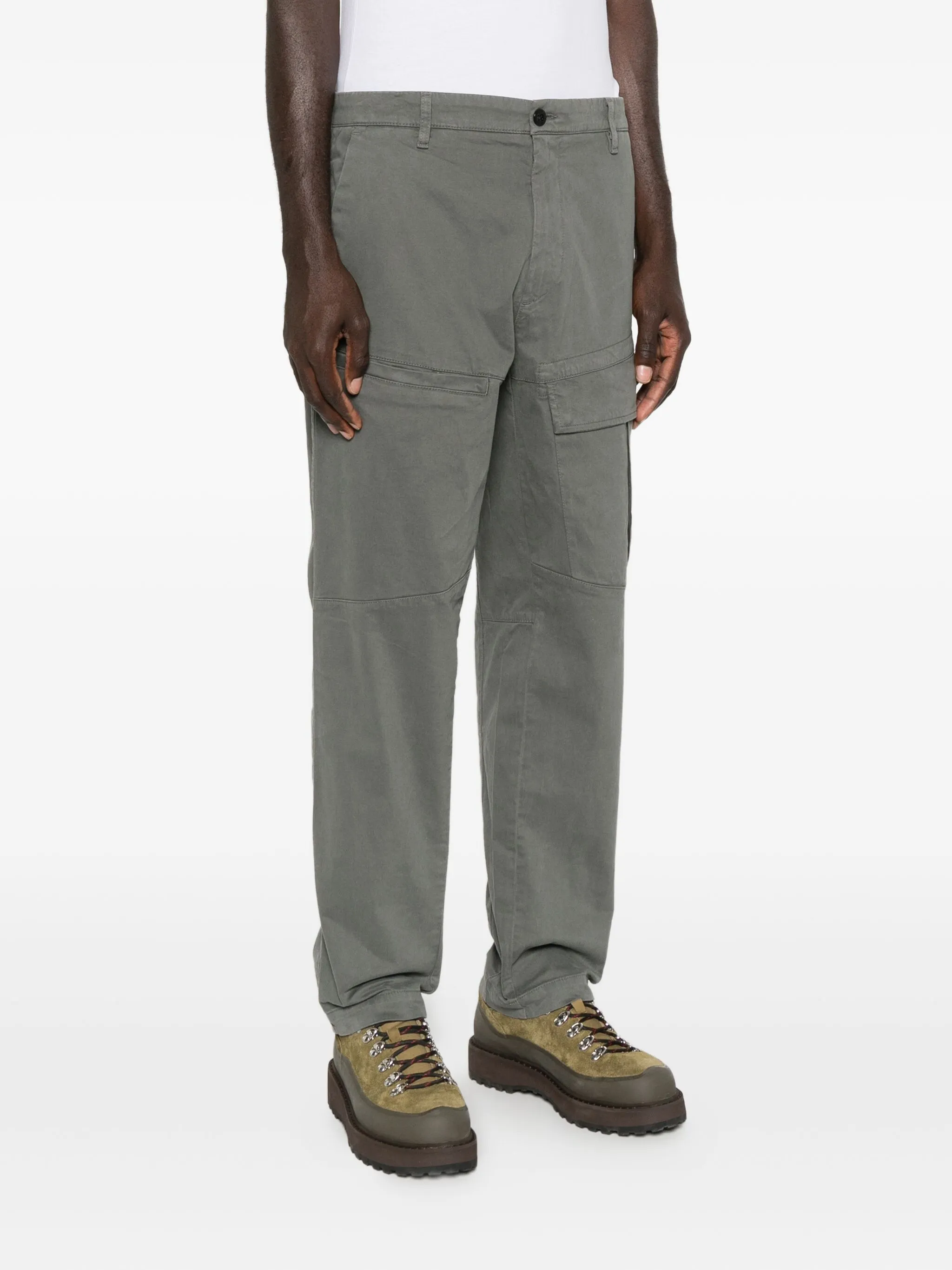 GUNMETAL COTTON ELASTANE CARGO PANTS - Image 3