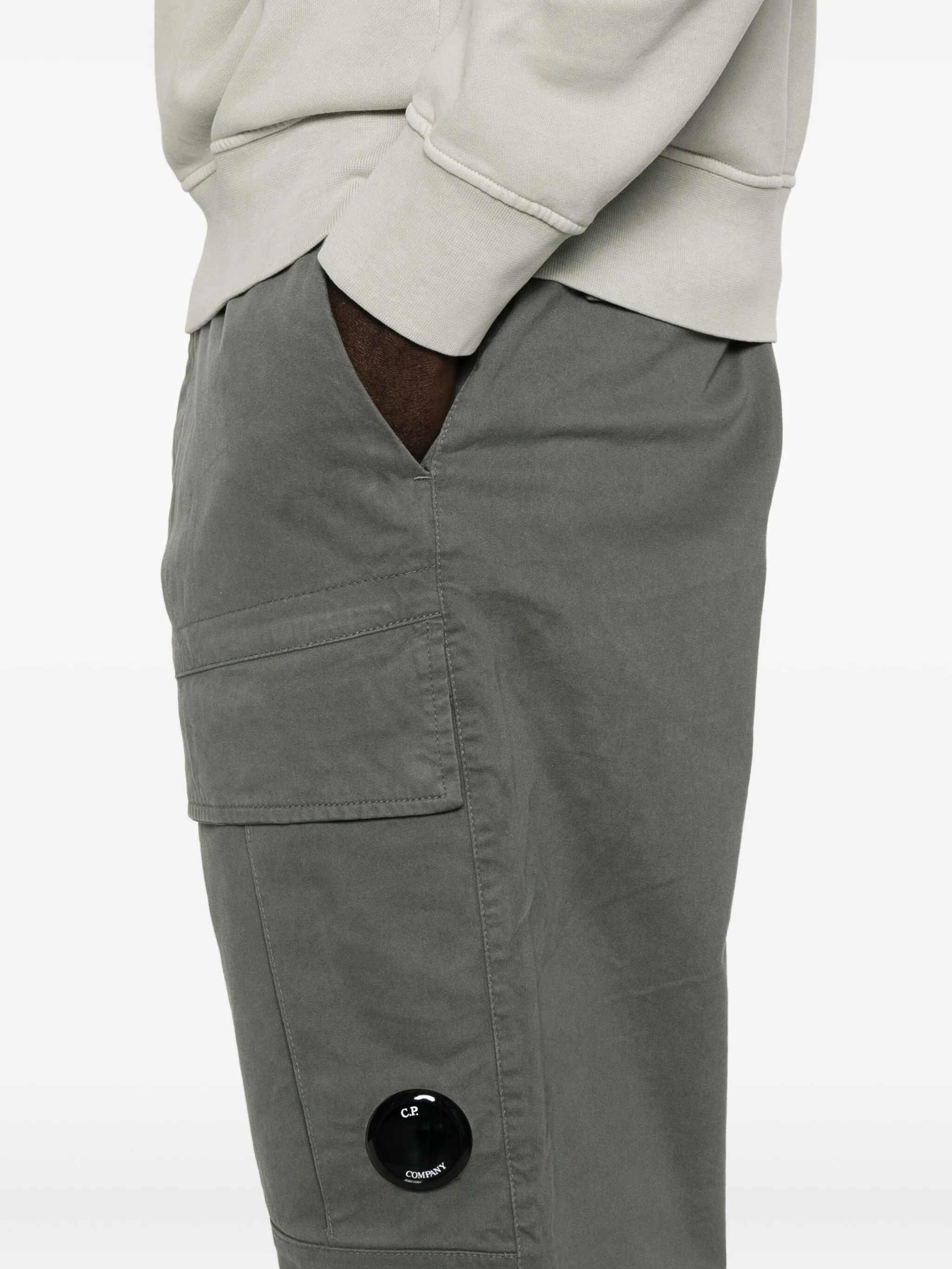 GUNMETAL COTTON ELASTANE CARGO PANTS - Image 4
