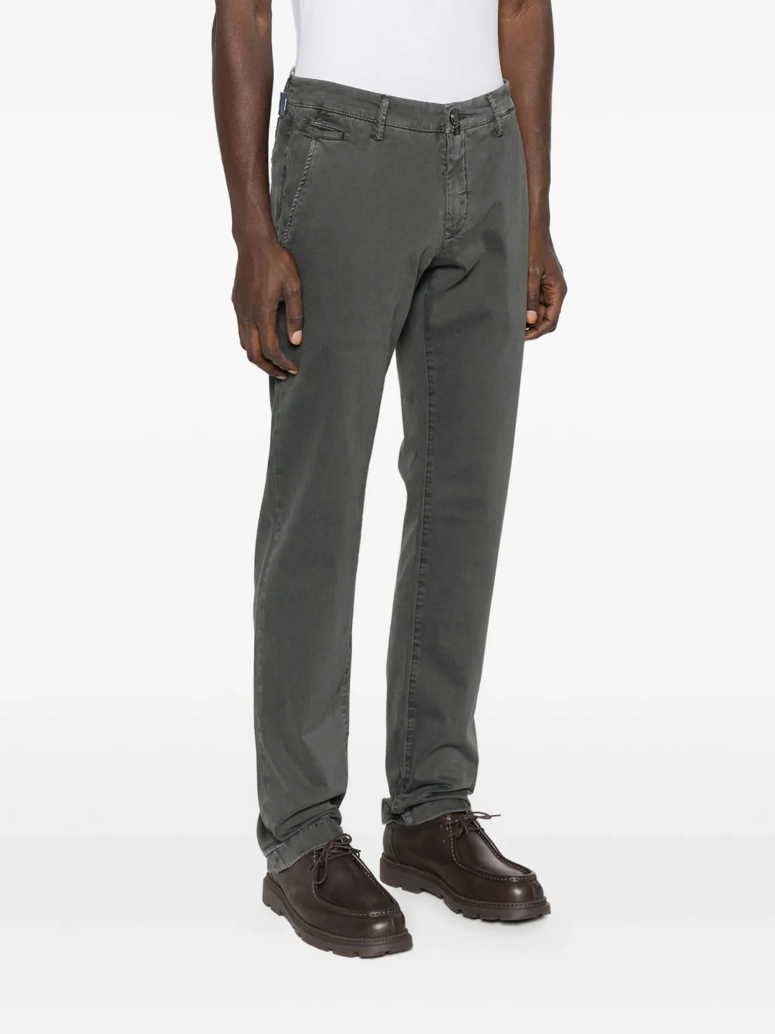 GUNMETAL GREY COTTON ELASTANE PANTS - Image 4