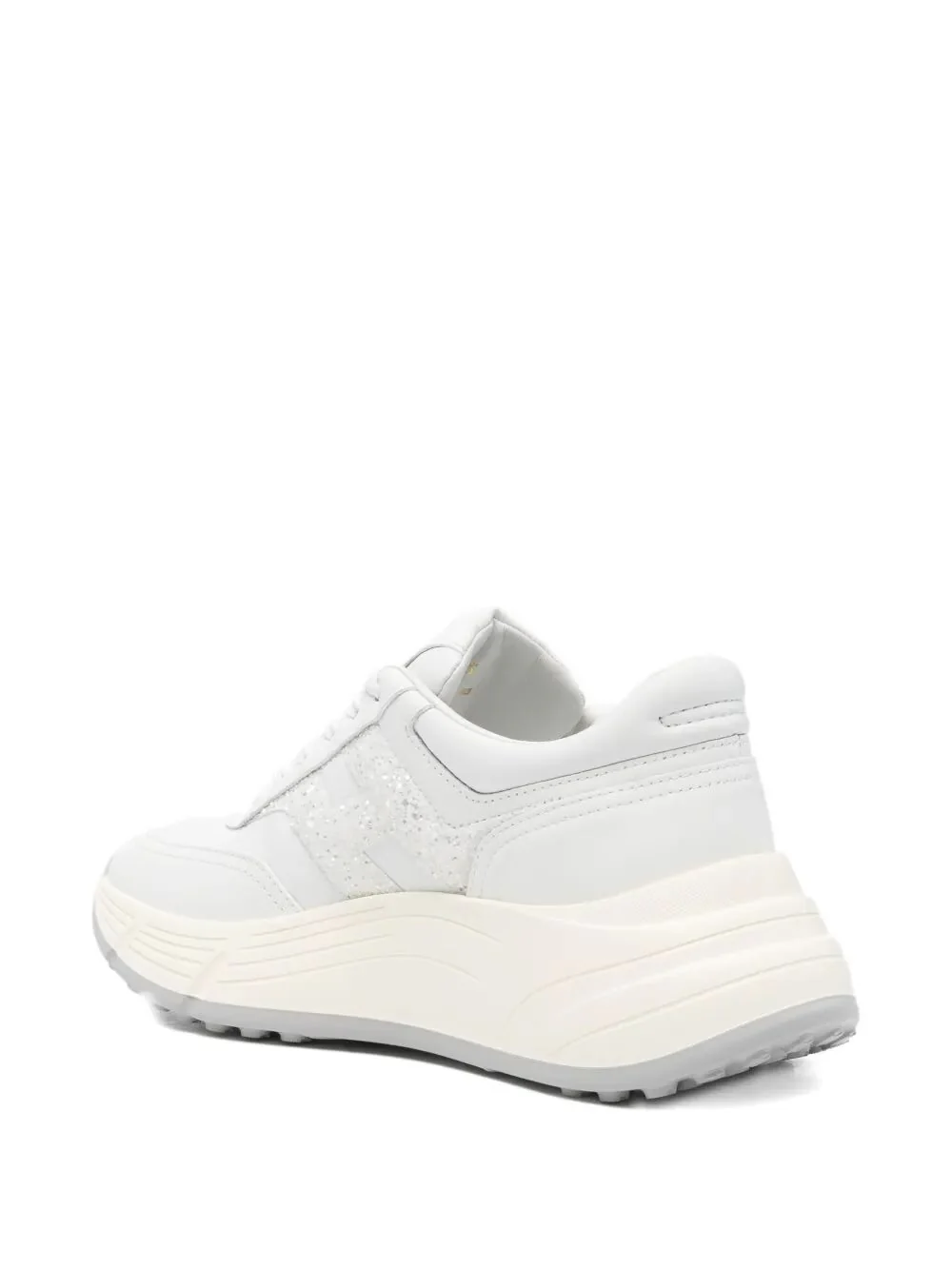 HOGAN HI-FI SMOOTH LEATHER SNEAKERS WITH GLITTERED H - Image 3