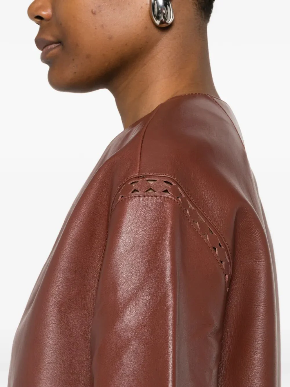 LASER-CUT LEATHER CROPPED JACKET - Image 5