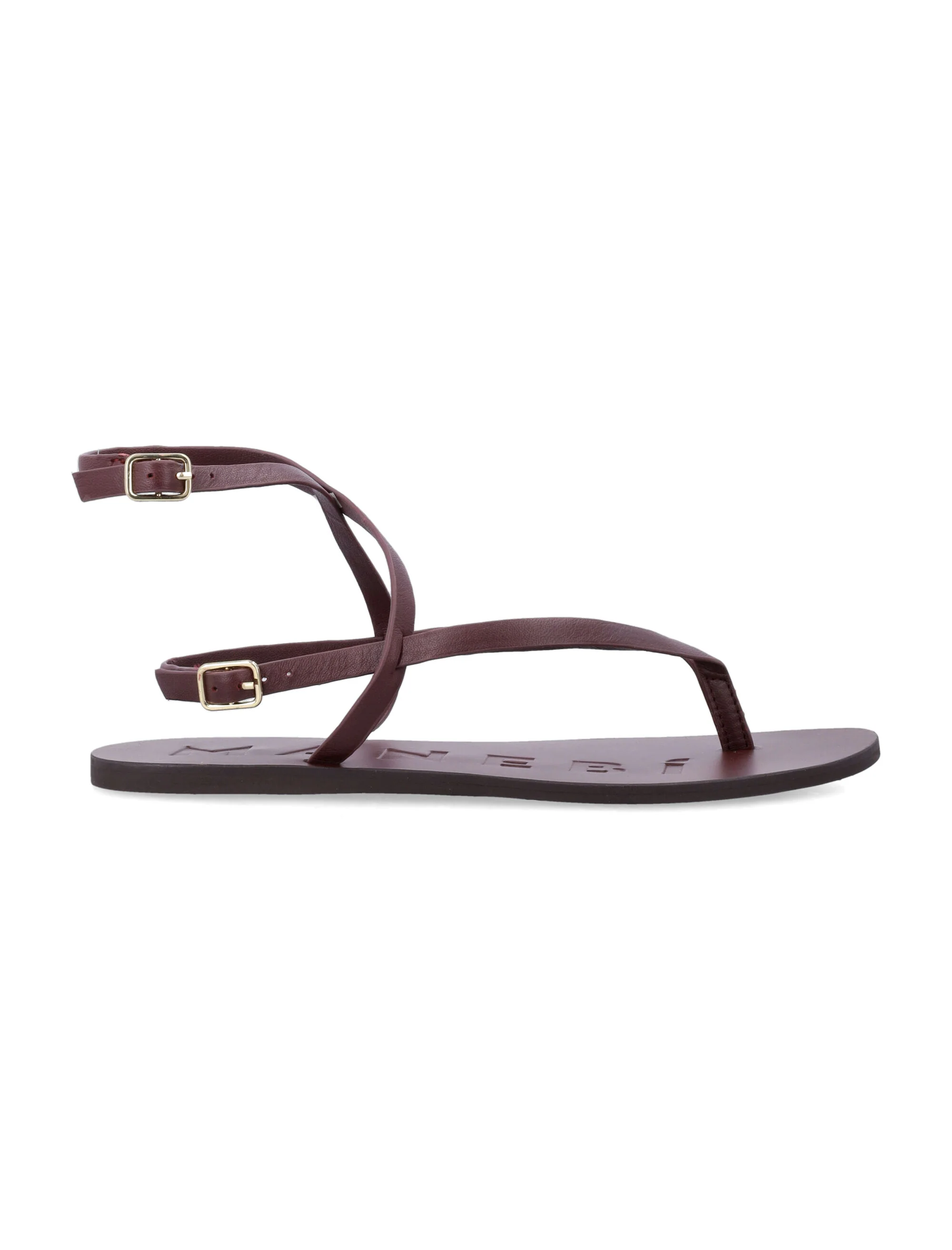MANEBÌ LEATHER STRAPPY THONG SANDALS