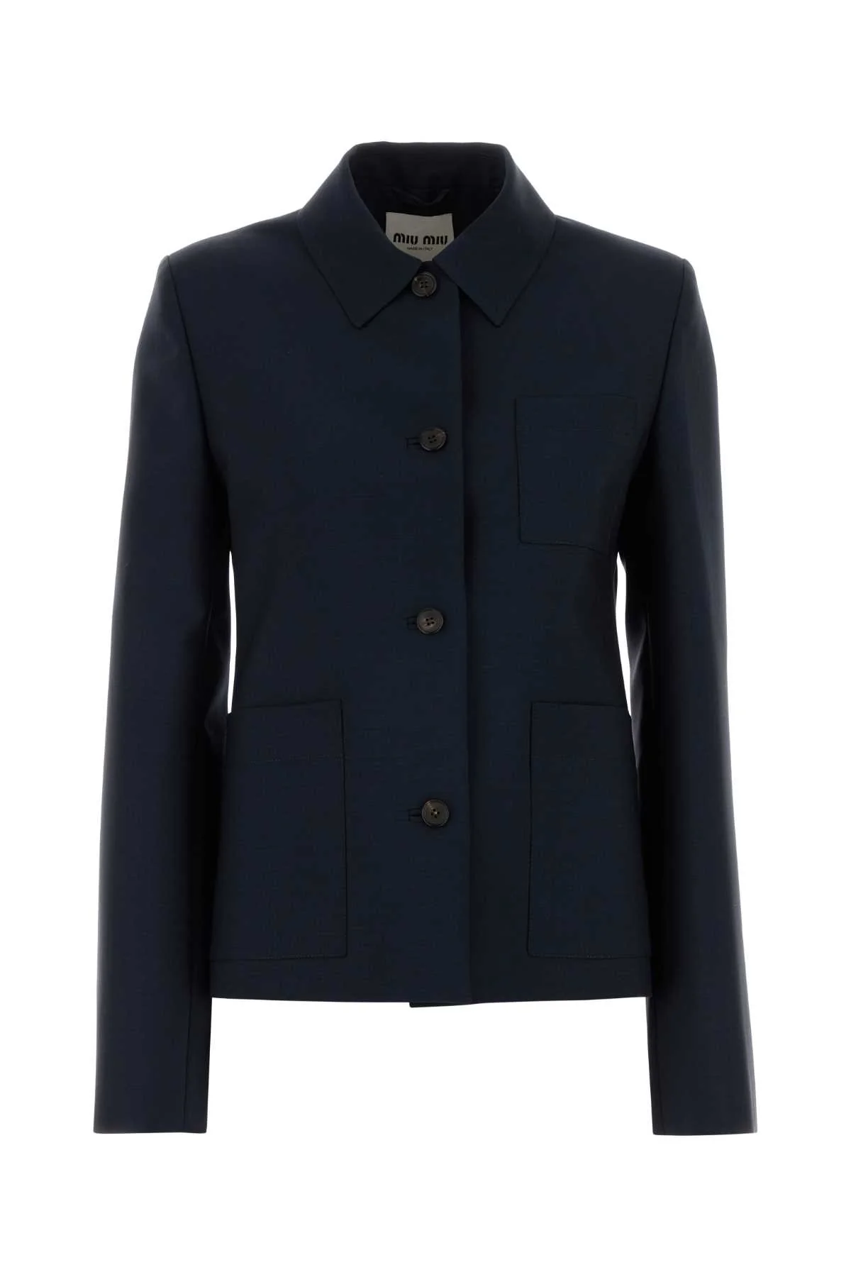 NAVY BLUE MOHAIR BLEND BLAZER