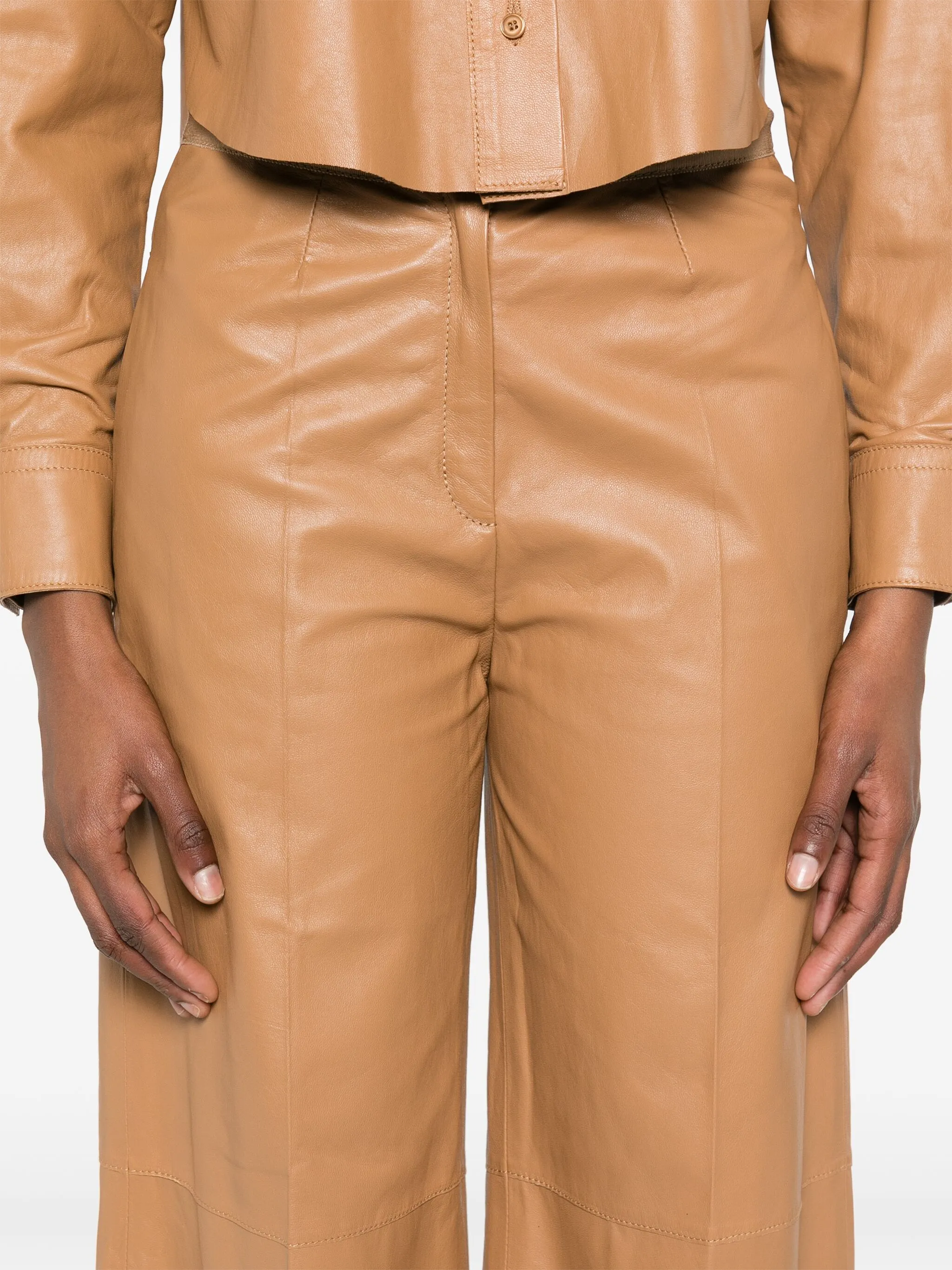 NOISETTE NAPPA LEATHER HIGH PANTS - Image 3