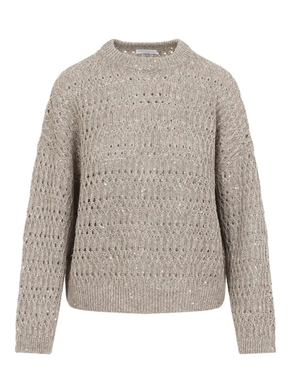 OPEN-KNIT LINEN BLEND SWEATER WITH SEQUINS