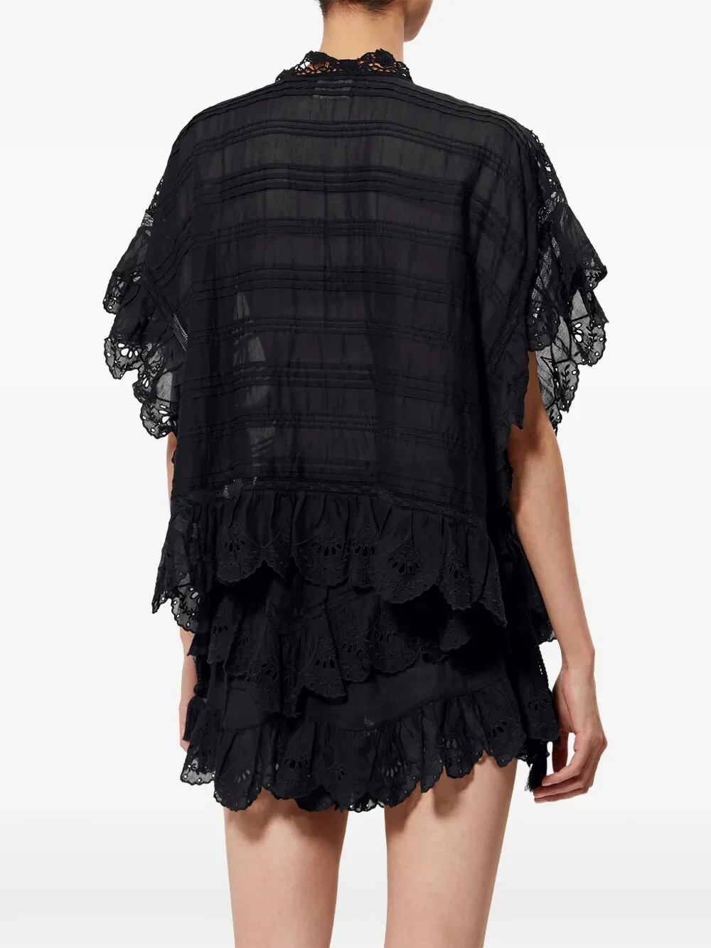PAYTON CAFTAN STYLE COTTON AND FLORAL LACE TOP - Image 3