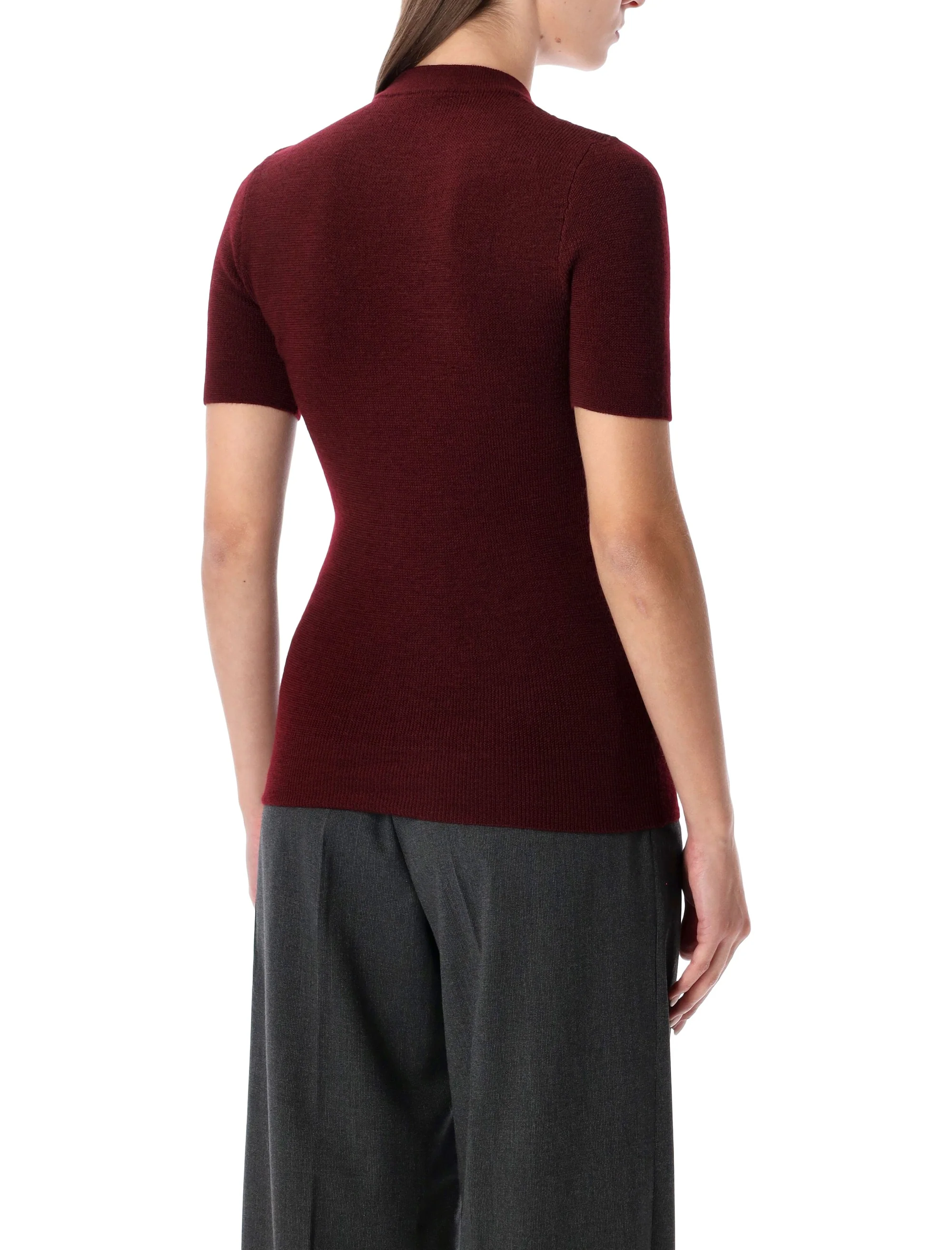 PRADA BURGUNDY WOOL SWEATER WITH JEWEL PENDANTS - Image 2