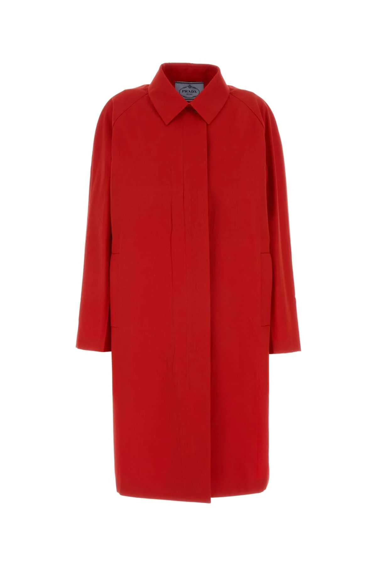 RED GABARDINE OVERCOAT
