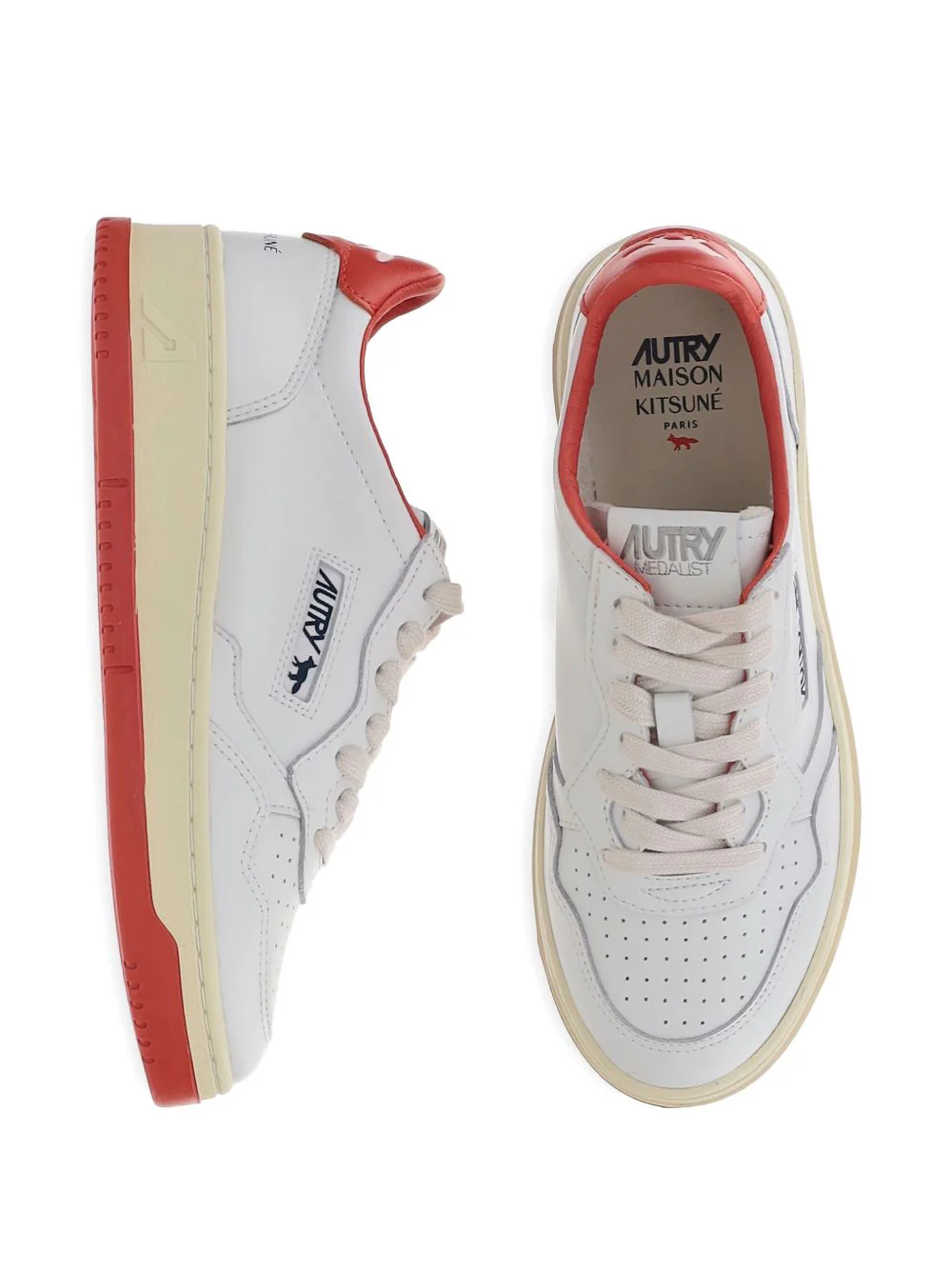 RED LEATHER PERFORATED SNEAKER - Image 2
