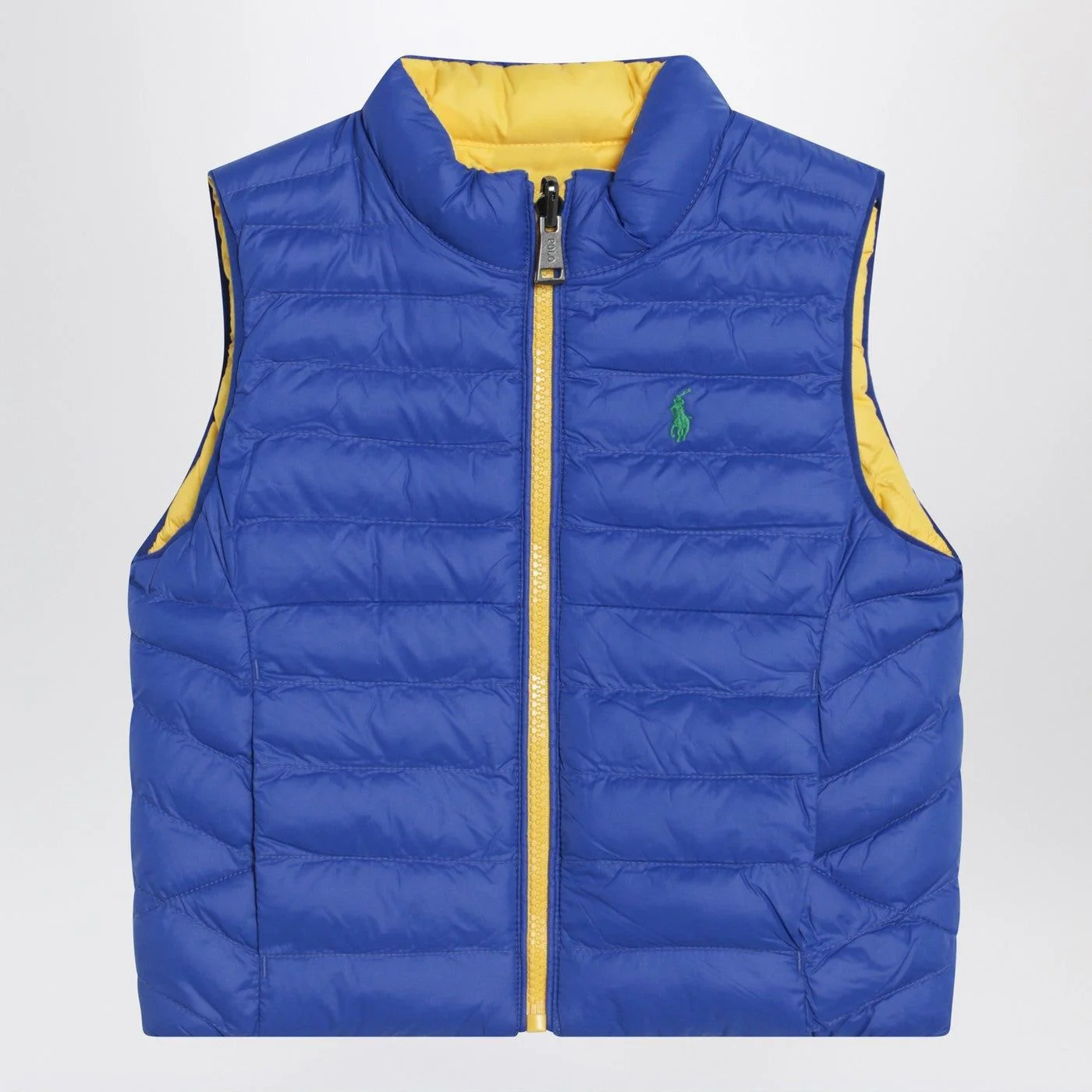 REVERSIBLE PADDED VEST IN SAPPHIRE BLUE/YELLOW