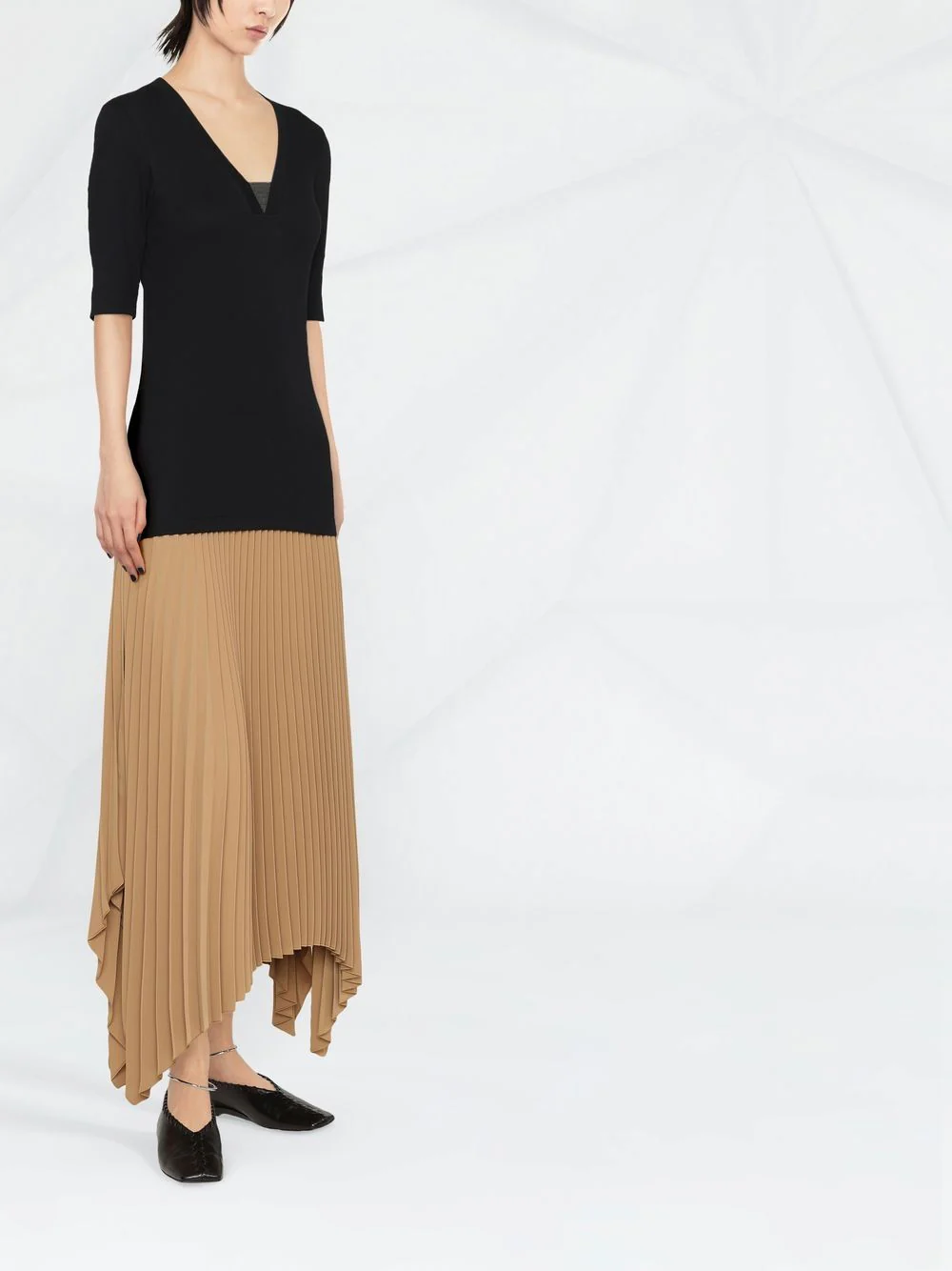 STRETCH COTTON RIBBED JERSEY TOP WITH PRECIOUS INSERT - Image 4