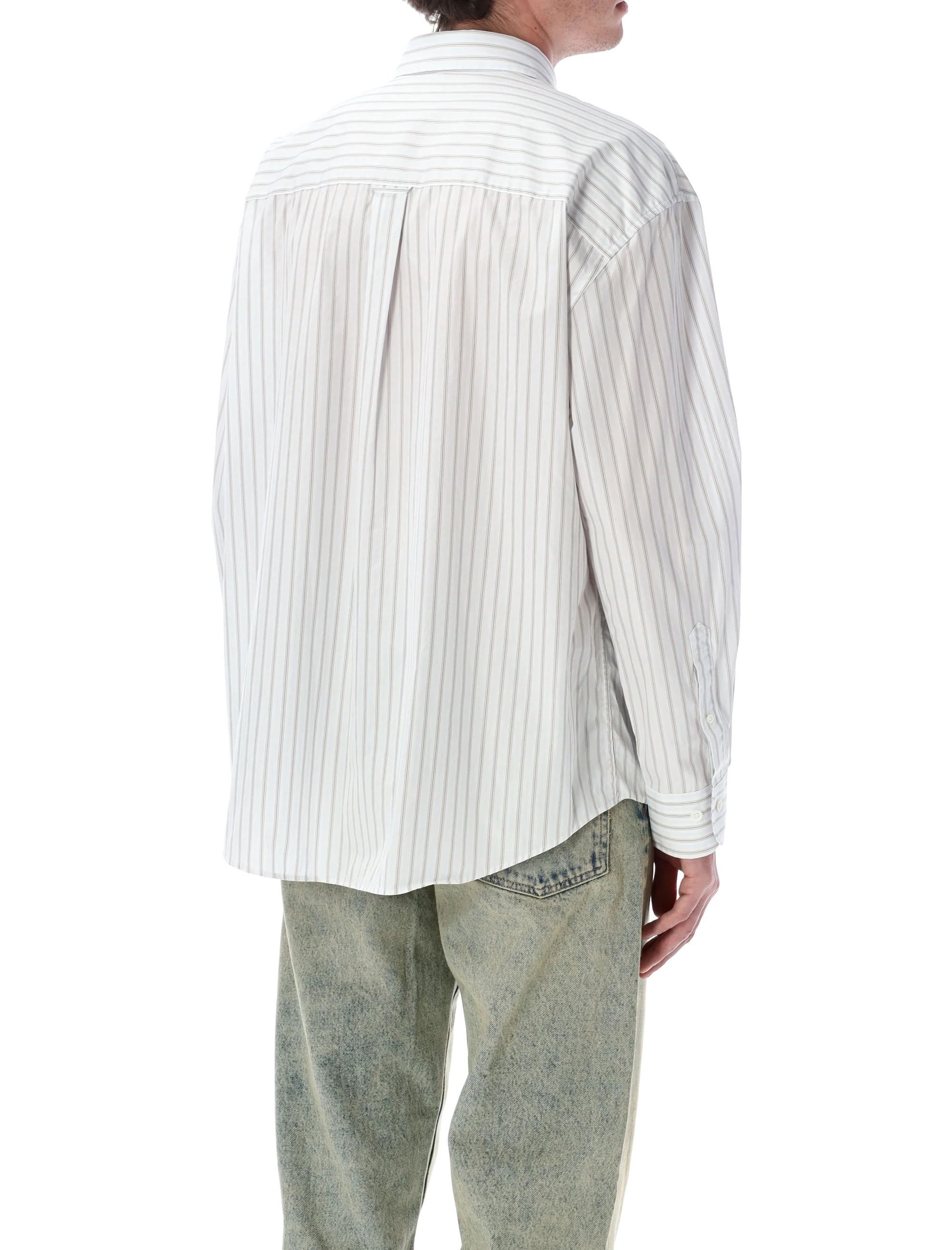 SUNFLOWER NEW BASE WHITE COTTON STRIPE SHIRT - Image 2