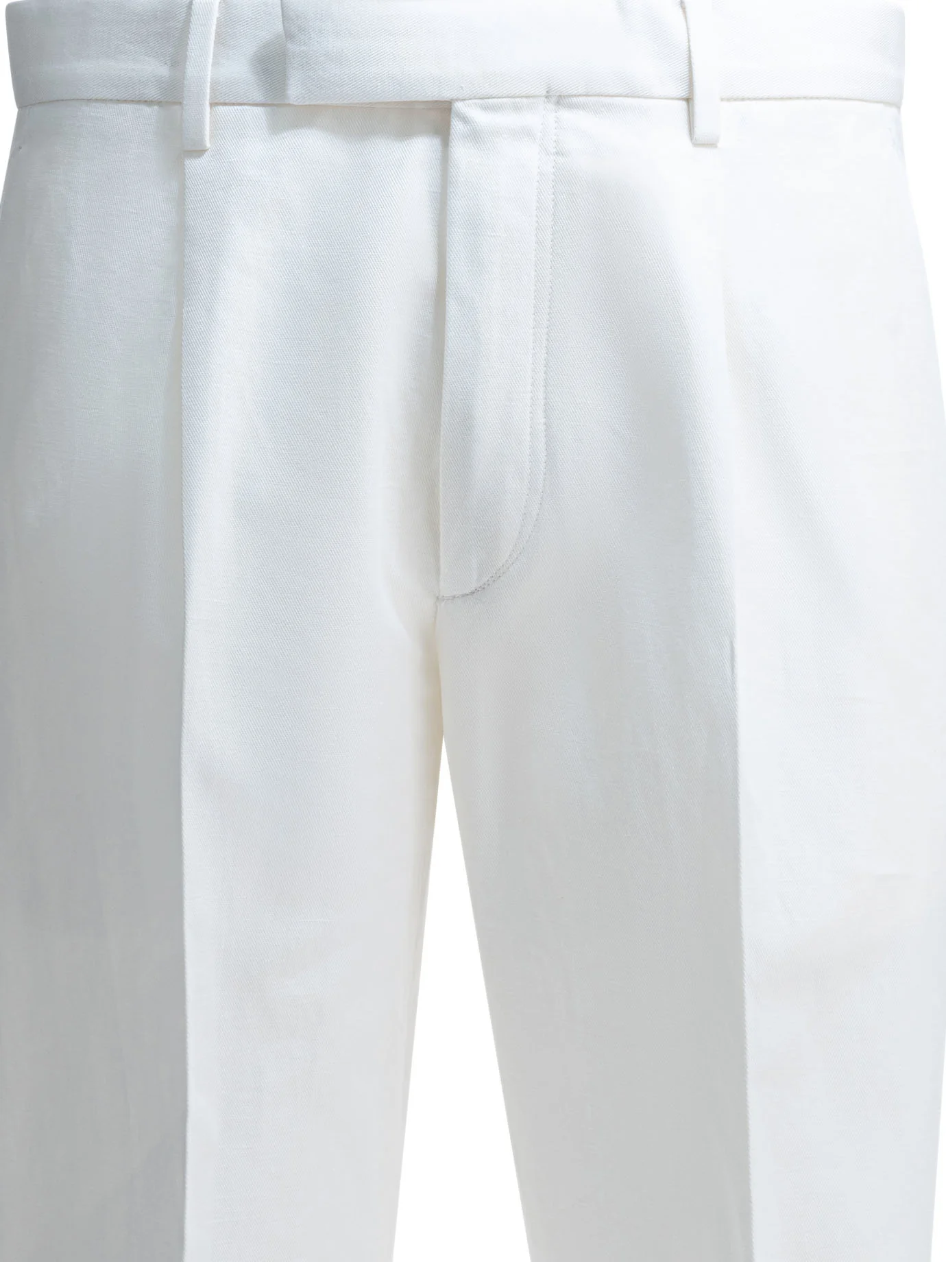 TAILORED WHITE COTTON LINEN PANTS - Image 3
