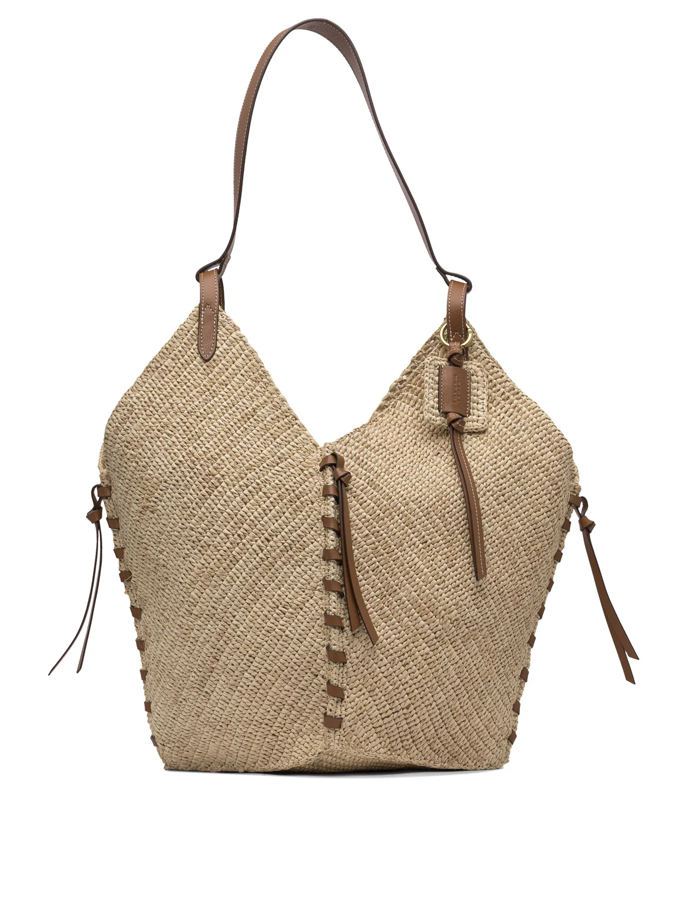 TAMPA LARGE BEIGE RAFFIA SHOULDER BAG