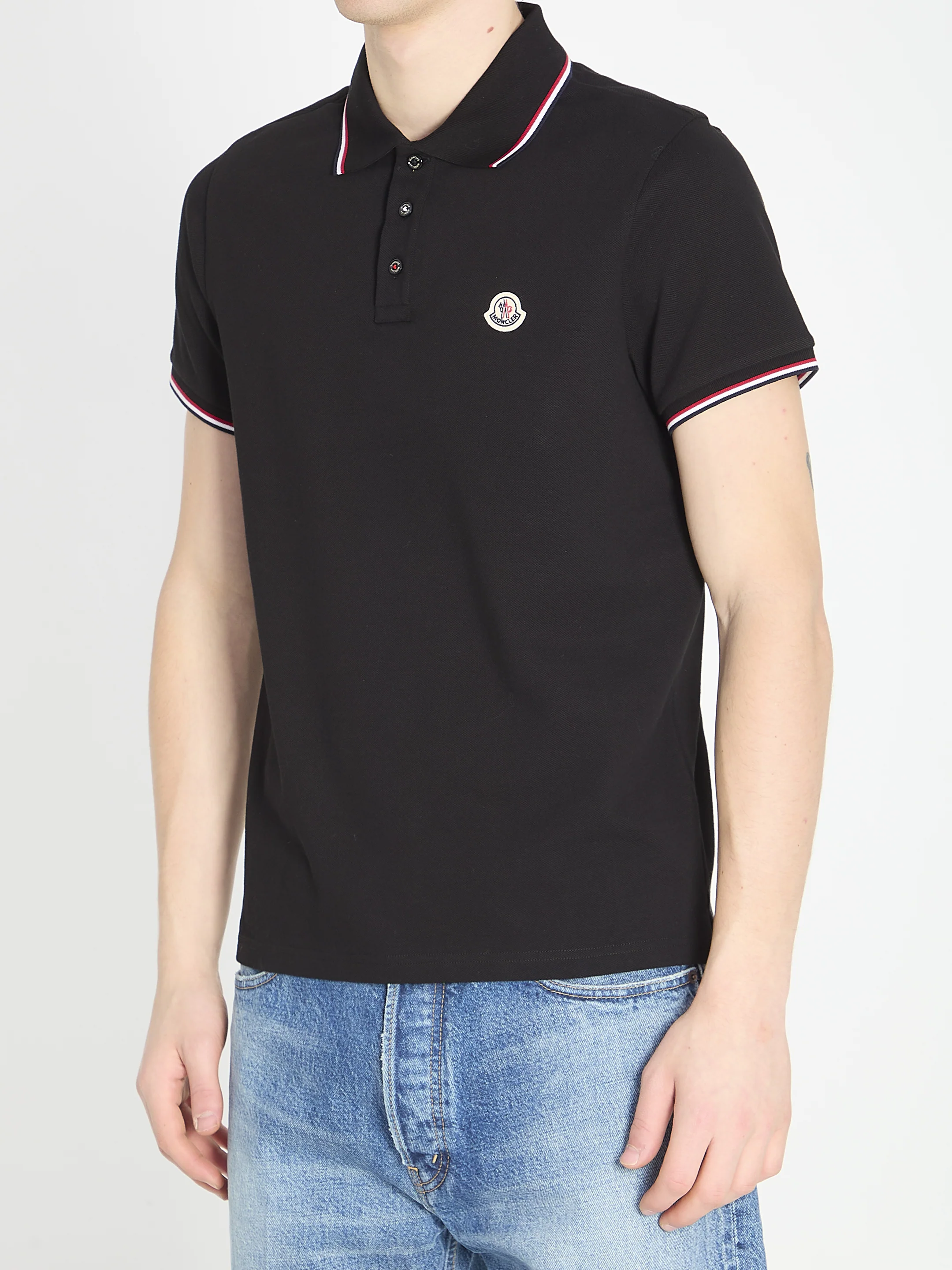 TRICOLOUR-TRIMMED COTTON PIQUÉ POLO SHIRT - Image 2