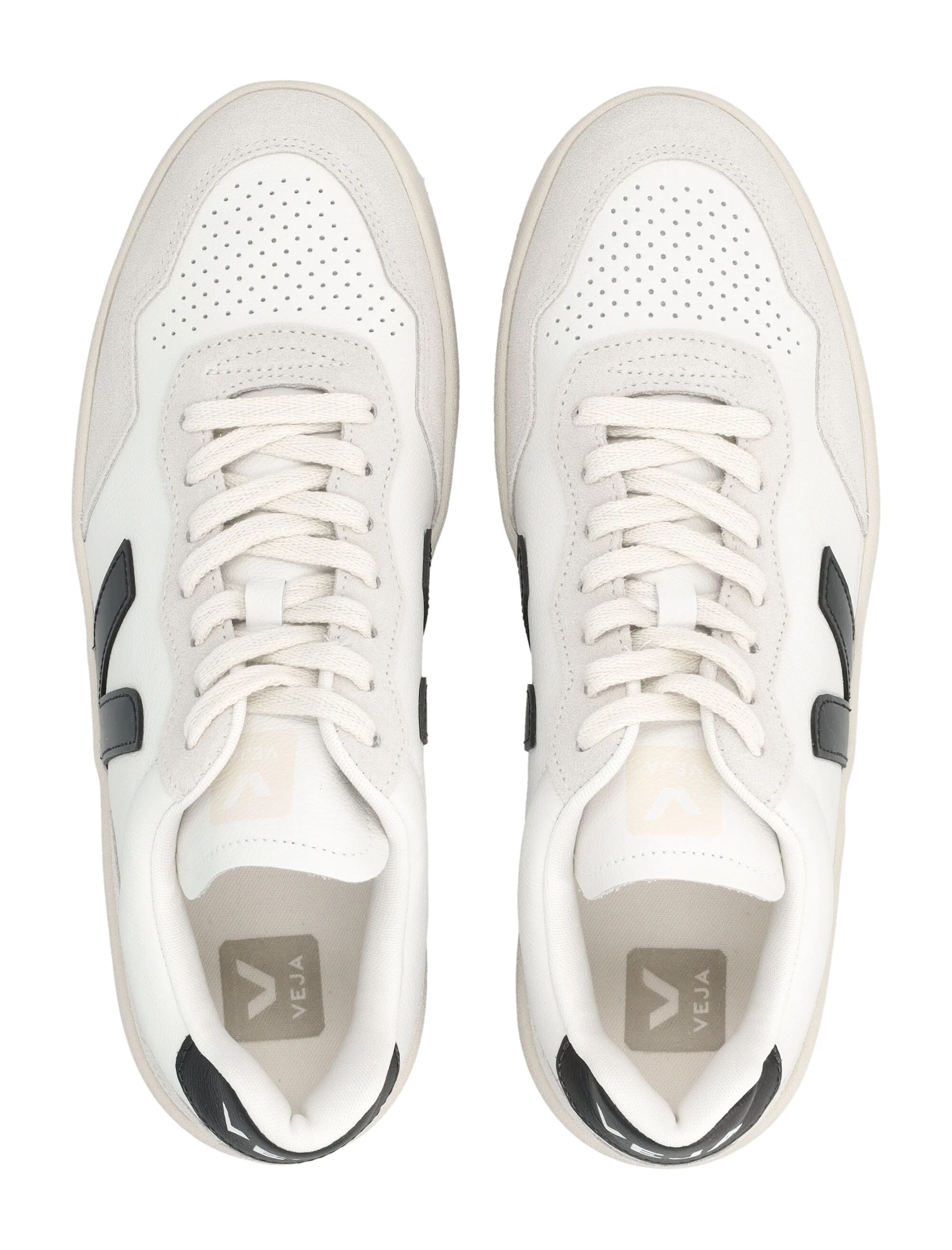 VEJA V-90 WHITE AND BLACK LEATHER SNEAKERS - Image 2