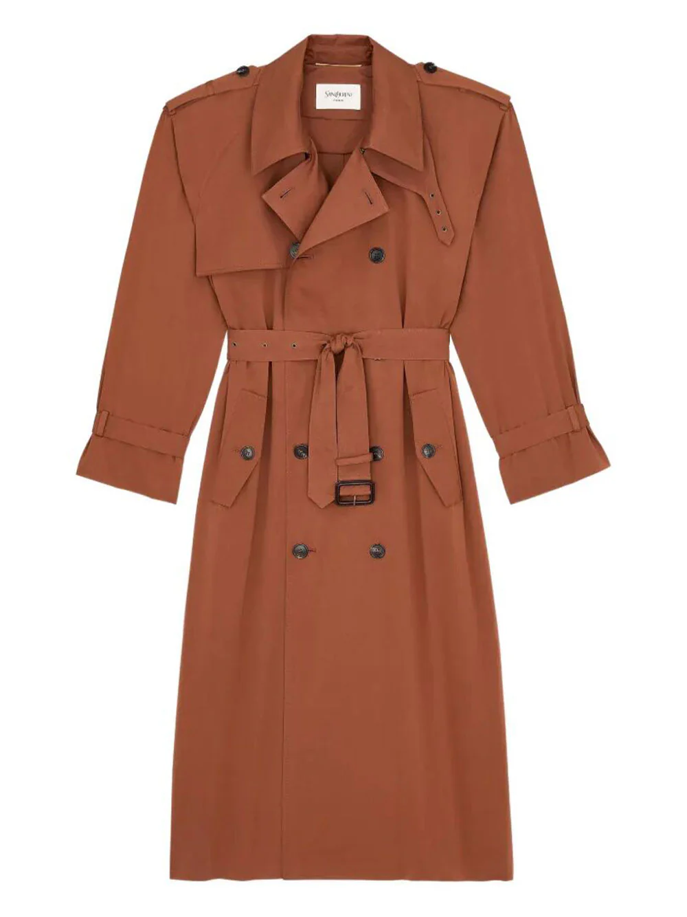 WATER-REPELLENT COTTON AND SILK DOUBLE-BREASTED TRENCH COAT