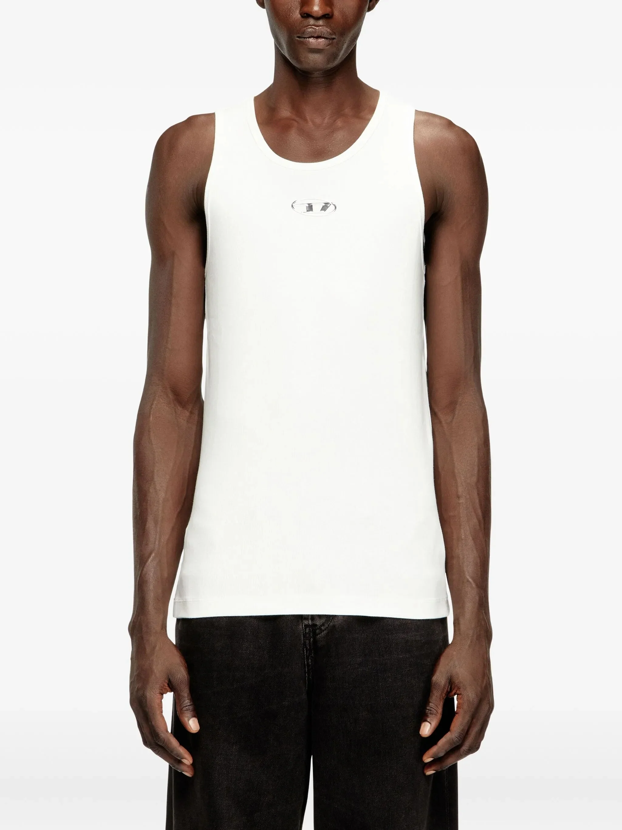 WHITE COTTON ELASTANE TANK TOPS - Image 3