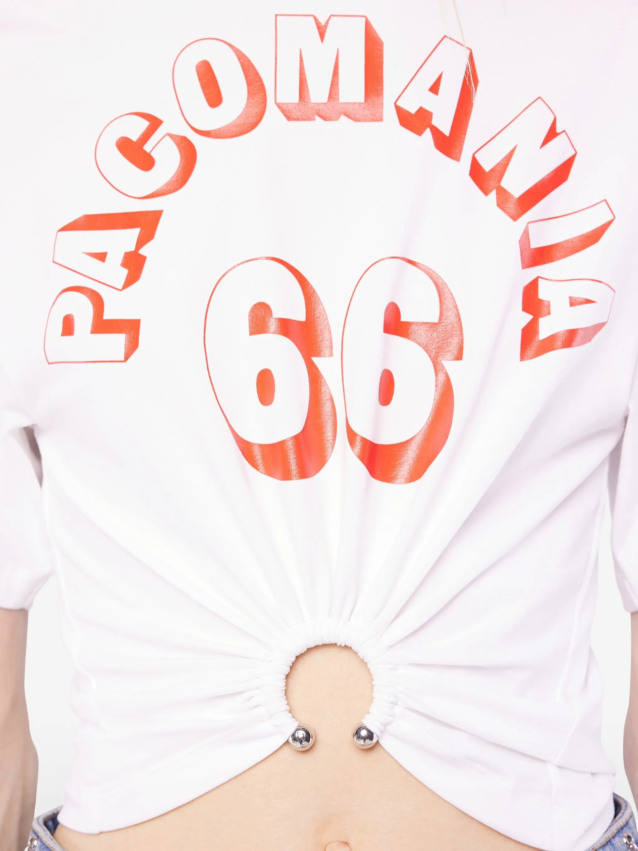 WHITE COTTON ELASTANE T-SHIRT - Image 3