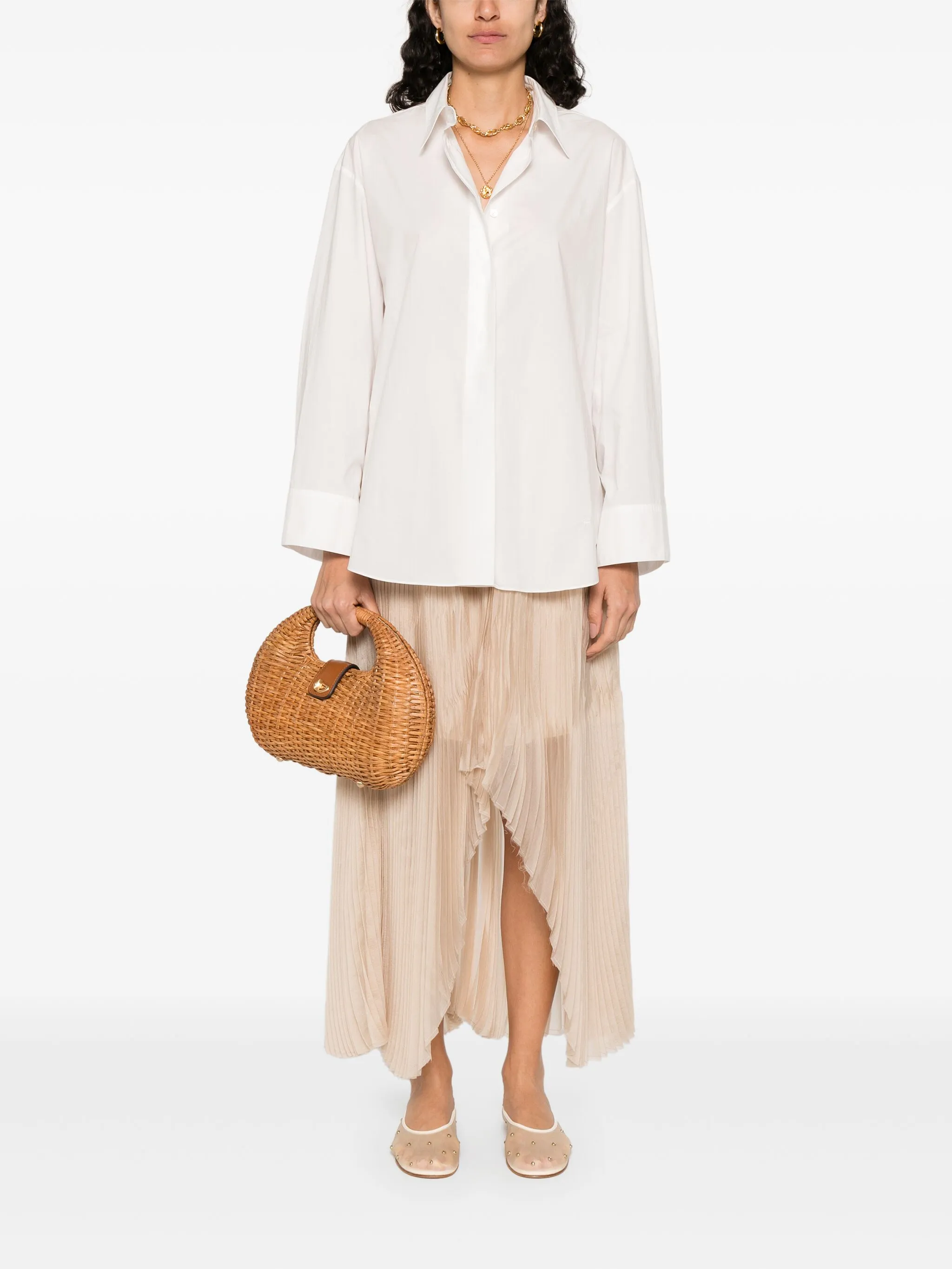 WHITE COTTON POPLINE OVERSIZED SHIRT - Image 2