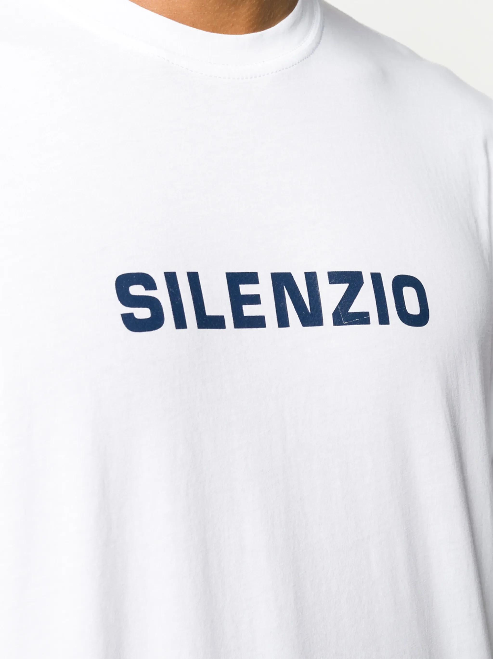 WHITE COTTON SILENZIO T-SHIRT - Image 2