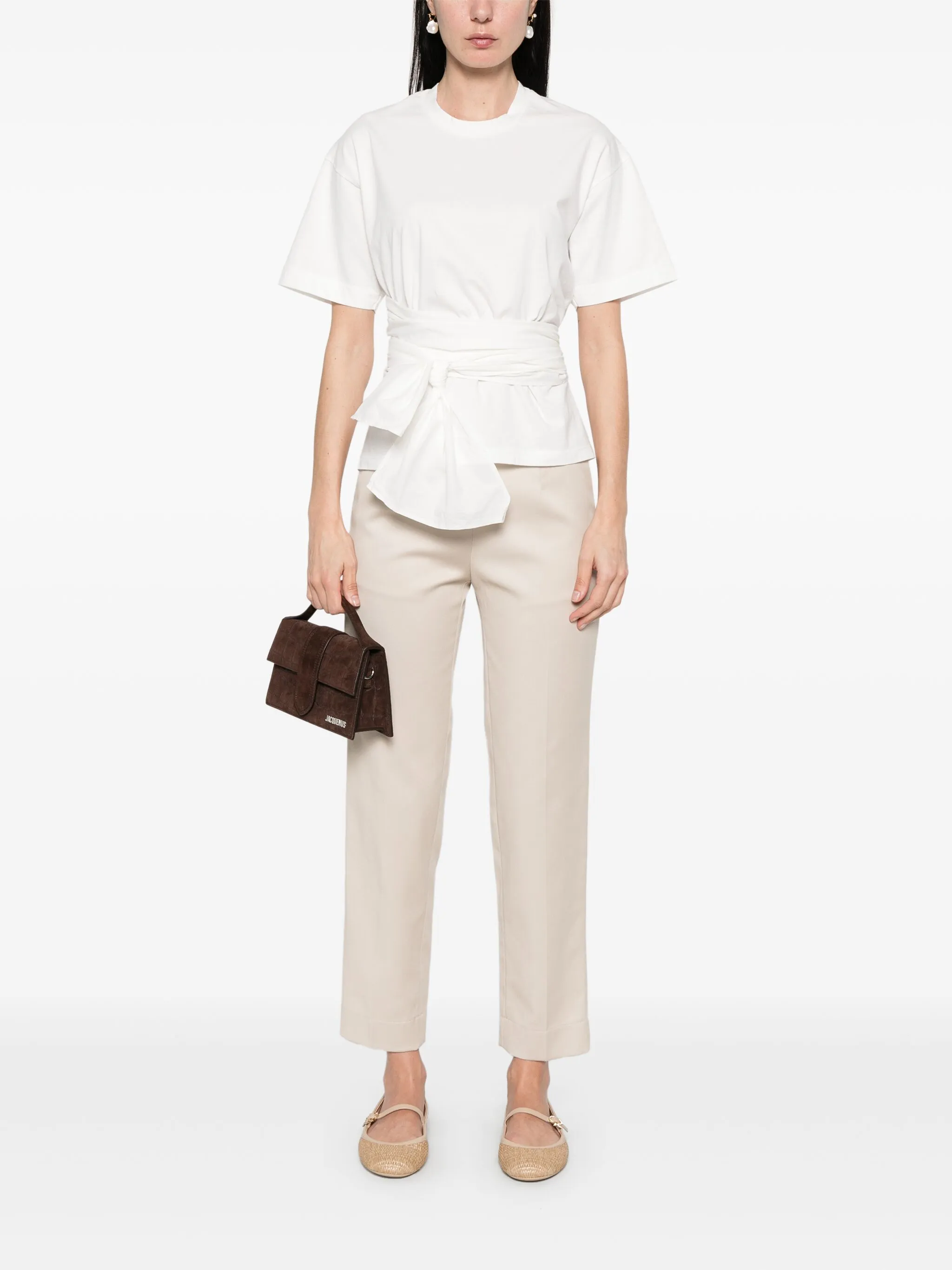 WHITE ORGANIC COTTON KNOTTED T-SHIRT - Image 5