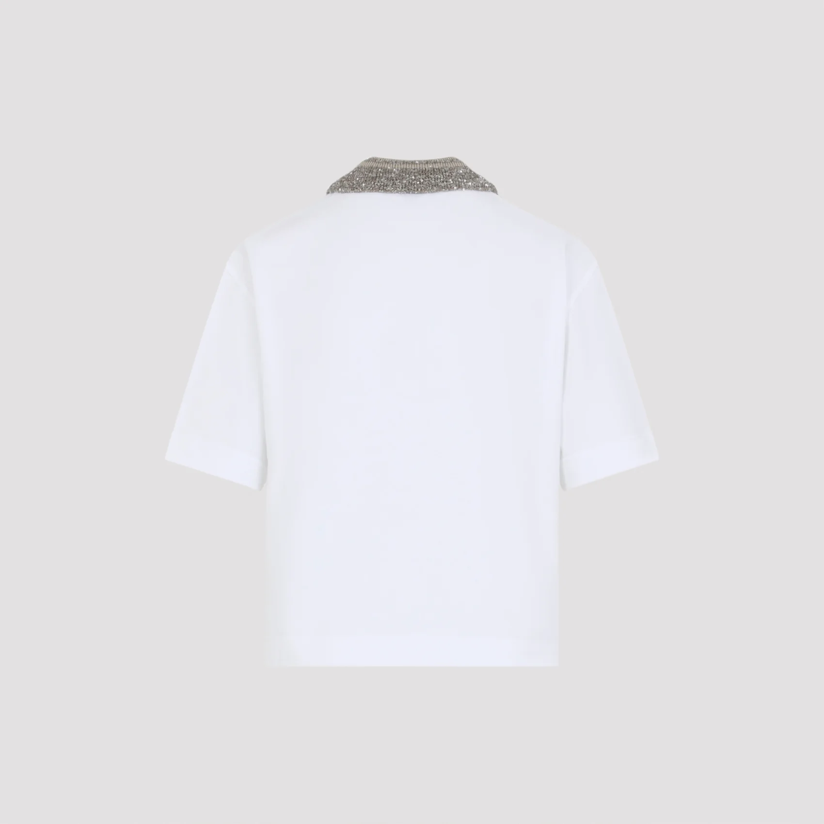 WHITE PAILLETTES COTTON POLO - Image 3